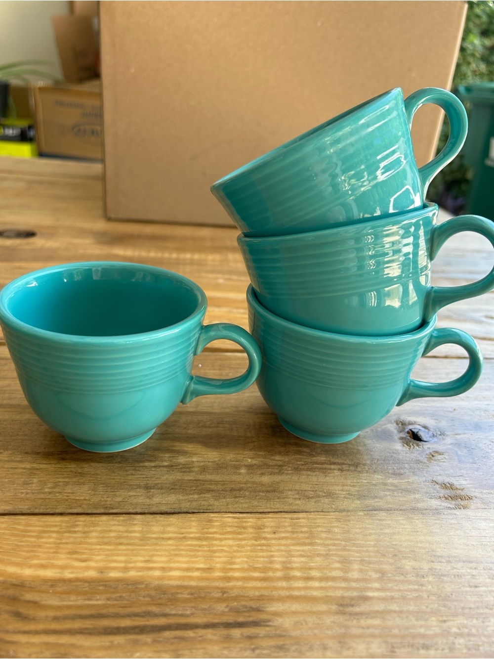 Fiestaware Turquoise Ceramic Tea Cups - Set of 4